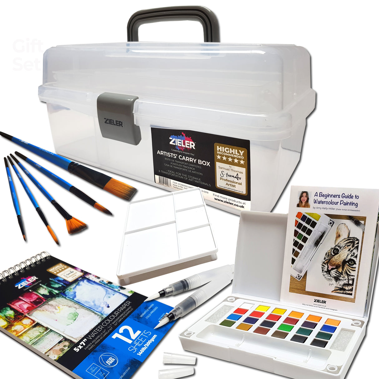 Zieler Watercolour Caddy Box - 40 Piece Gift Set