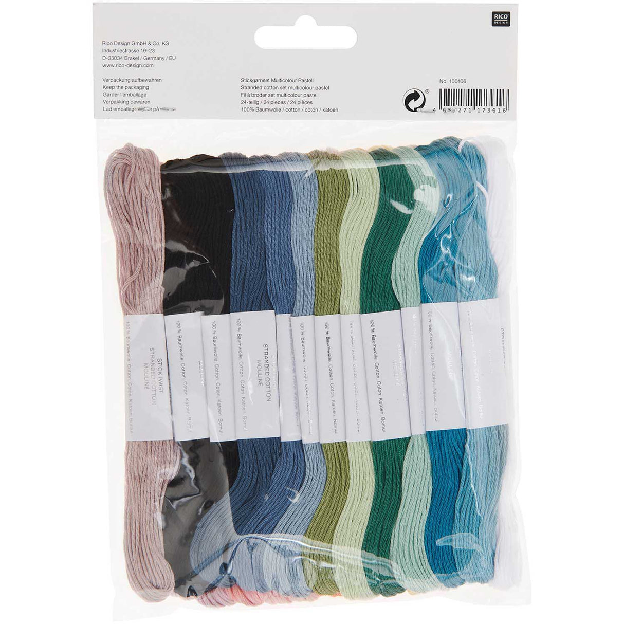 Stranded cotton set multicolour pastel, 24 pieces