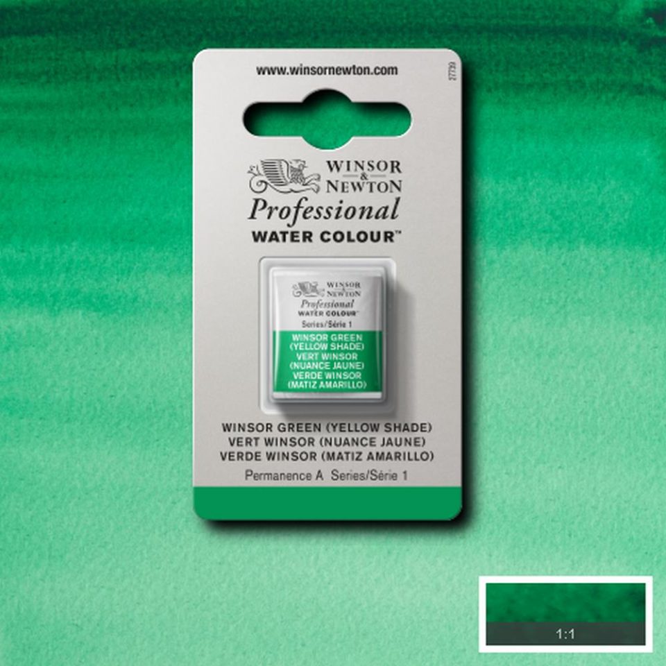 Winsor Green Yellow Shade Half Pan - S1 Professional Watercolour