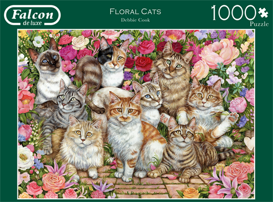 1000pc Floral Cats