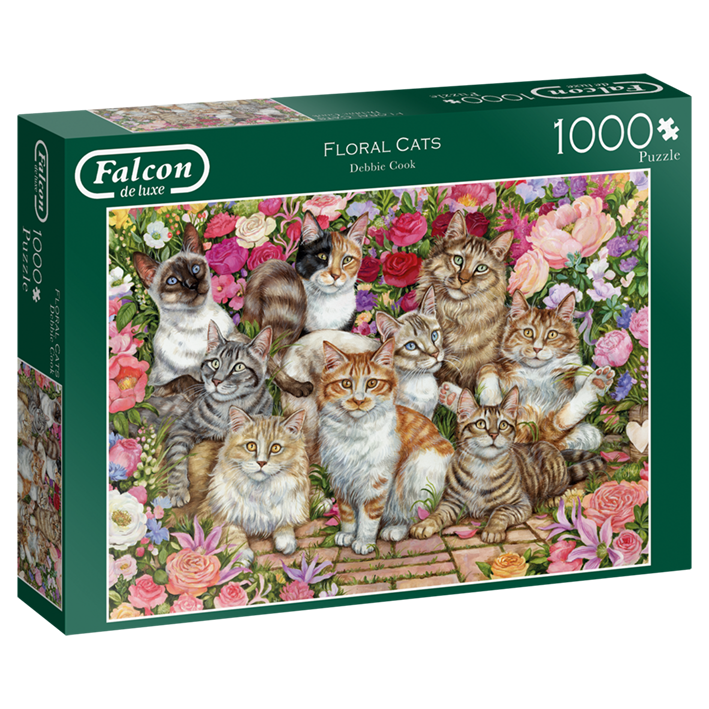 1000pc Floral Cats