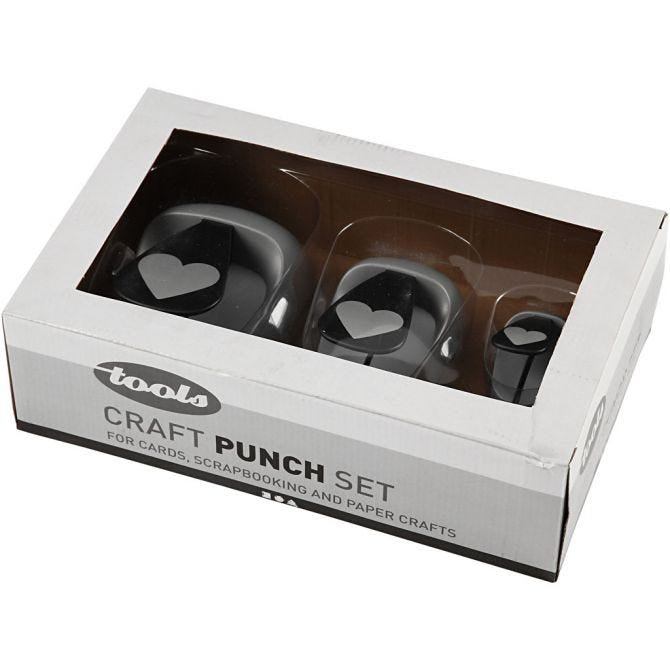 Craft Punch Set, Heart, 25+49+75 m
