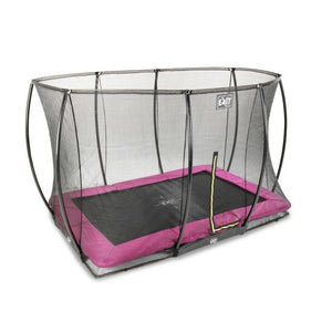 EXIT Silhouette ground trampoline 214x305cm with safety net - pink