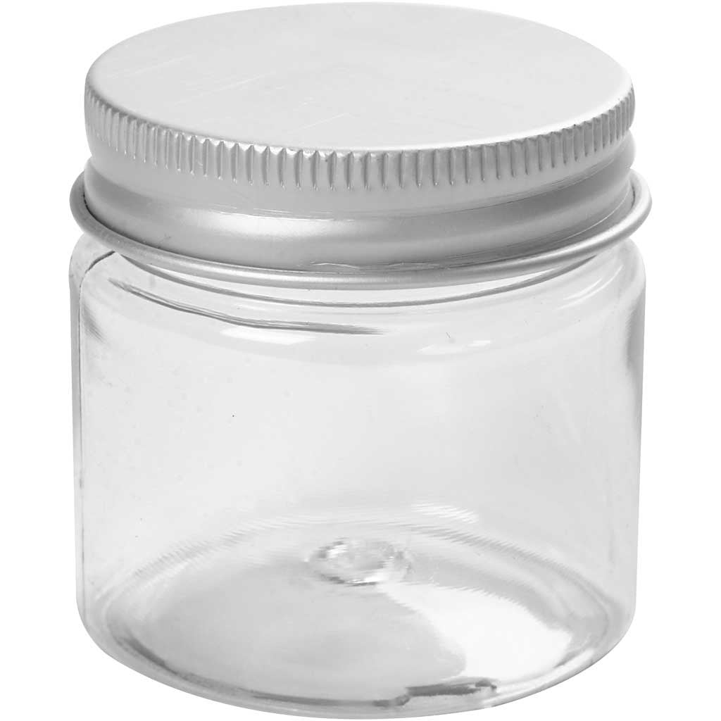 Plastic Jar with Screw-on Lid 45mm (10 Pack)