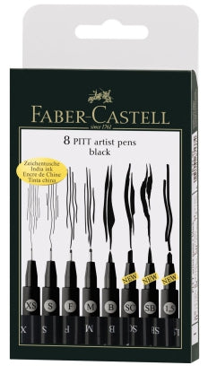 Pitt Artist Pen Black Wallet Of 8