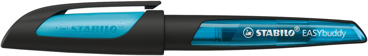 Ergonomic School Fountain Pen - STABILO EASYbuddy - A Nib - Black/Sky Blue