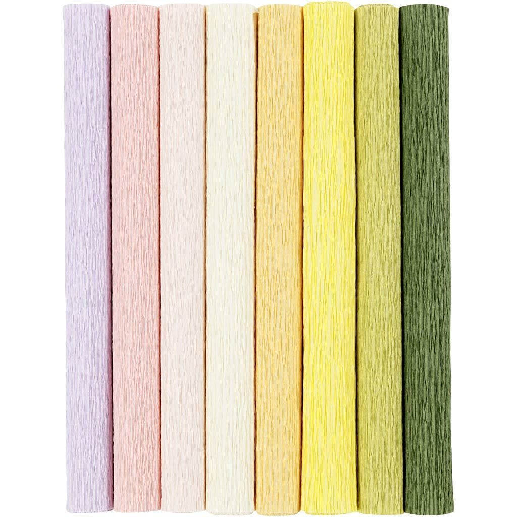 Crepe Paper, pastel colours, 8 sheets