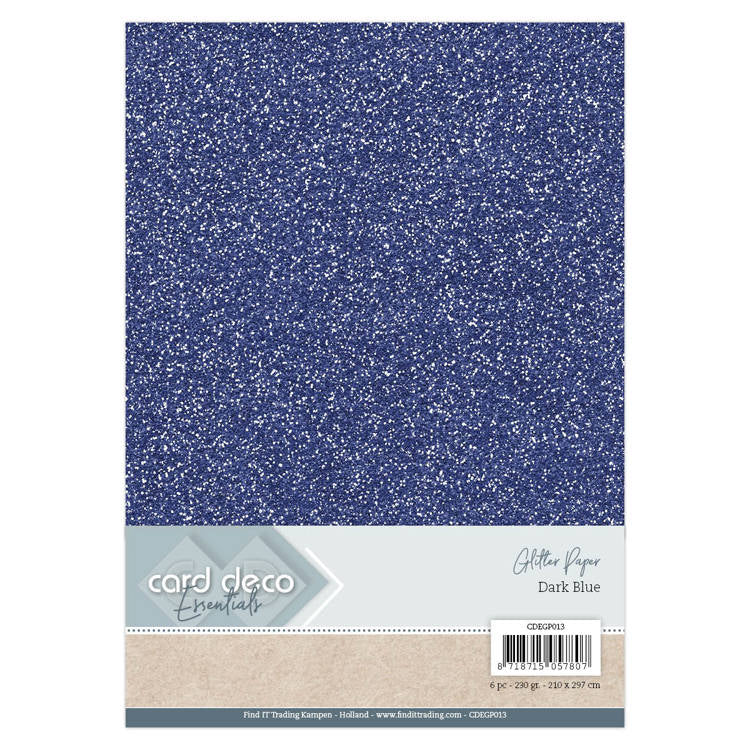 Card Deco Essentials Glitter Paper - Dark Blue (6 Pcs)