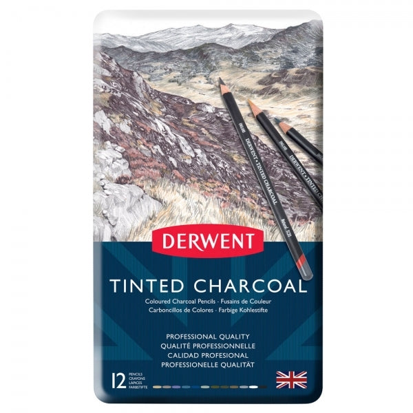 Derwent - Tinted Charcoal Pencil - 12 Tin