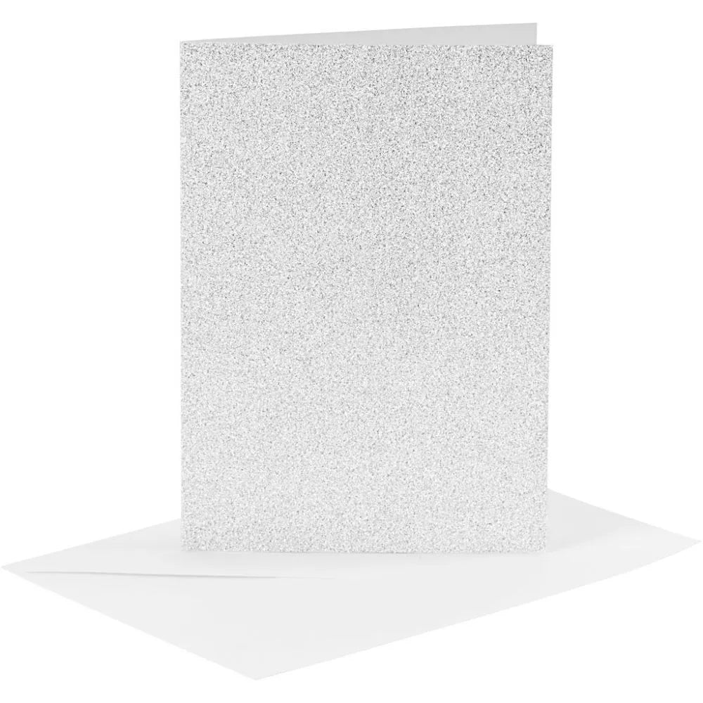 Cards & Envelopes A6 - Silver Glitter (4 Set)