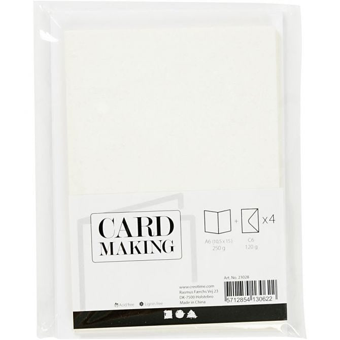 Cards/Env 6pk White Glitter