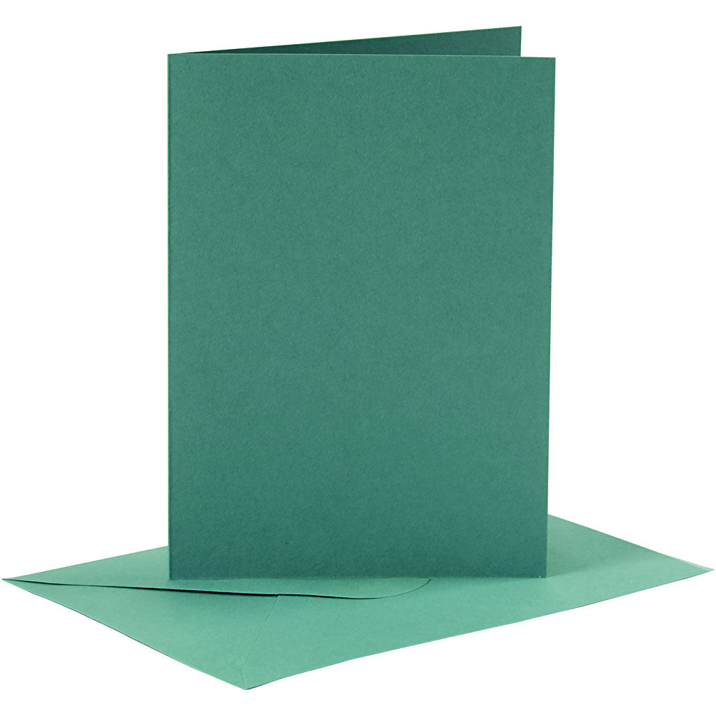 Cards & Envelopes A6 - Dark Green Glitter (6 Set)
