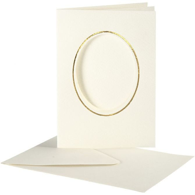 Passepartout Card & Env off-white Gold Oval