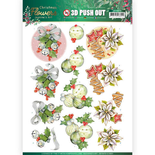 3D Push Out - Christmas Flowers - Christmas Bells