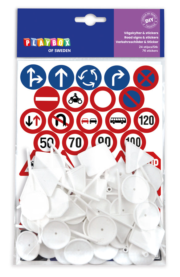 Road Signs & Stickers - 24 pcs & 76 stickers