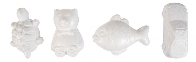 Foam figures, fish, car, turtle & bear, 24 pcs