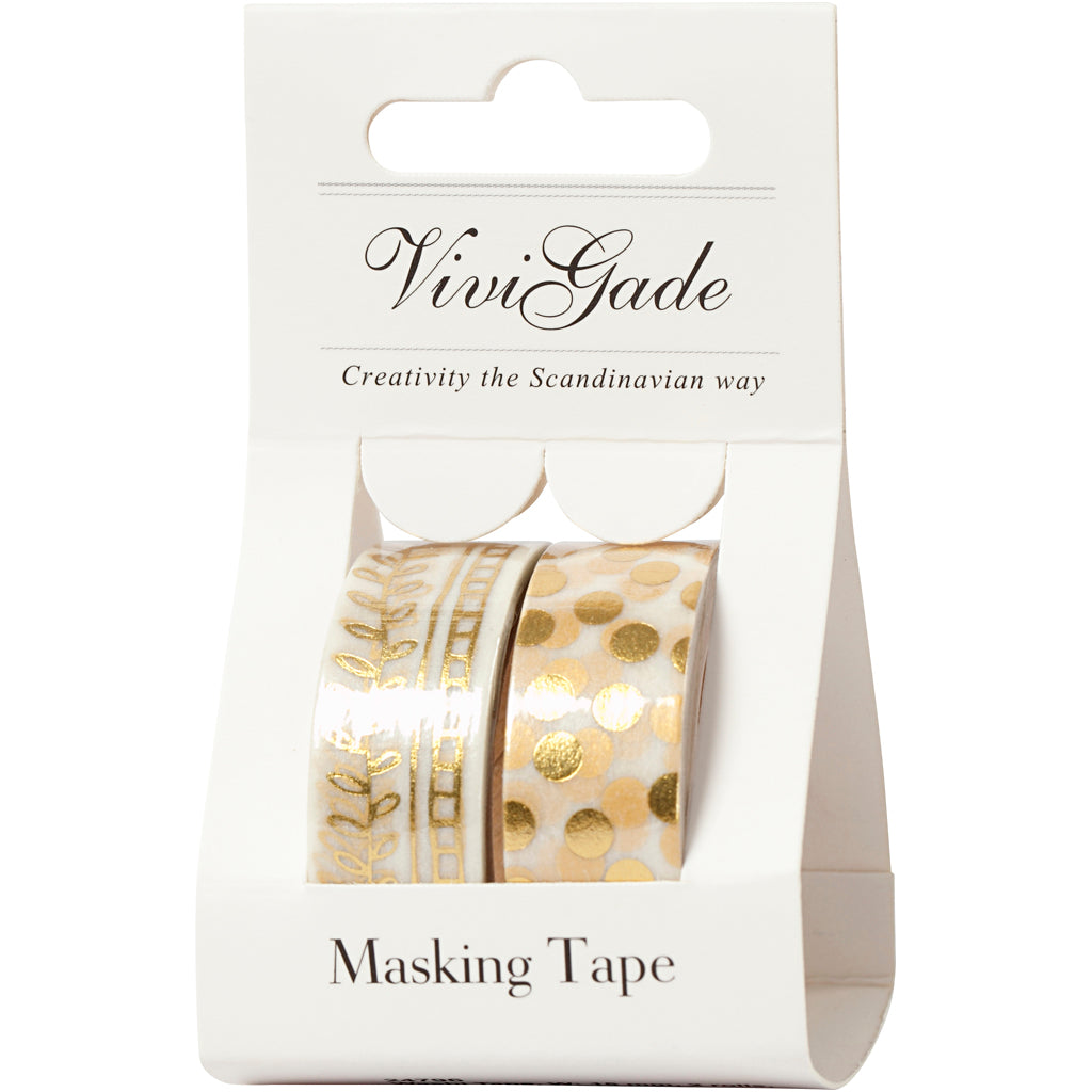 Washi Tape, W: 15 mm, 2x4 m, gold