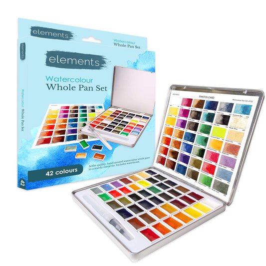 Elements Watercolour Paint Set - 42 Premium Watercolour Whole Pans
