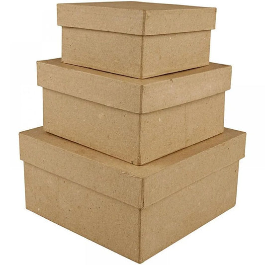 Square Boxes, size 10+12.5+15 cm, H: 5+6+7.5 cm, 3