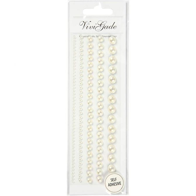 Half Pearls, size 2-8 mm, 140 pcs, white