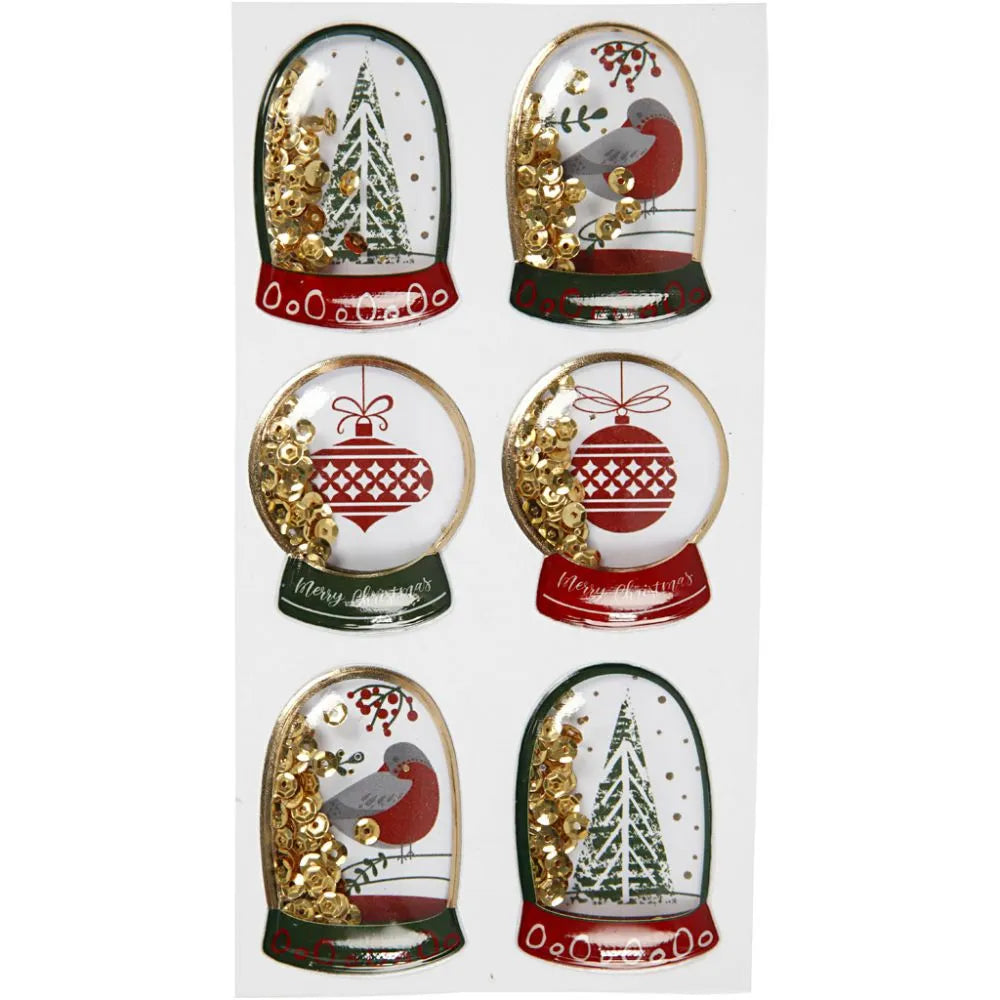 Vivi Gade Gold Shaker Stickers - Baubles, Doves and Trees (Pack of 6)