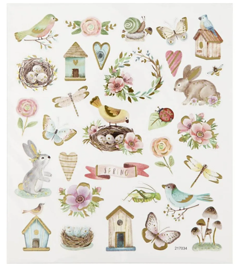 Stickers, spring and easter, 15x16,5 cm, 1 sheet