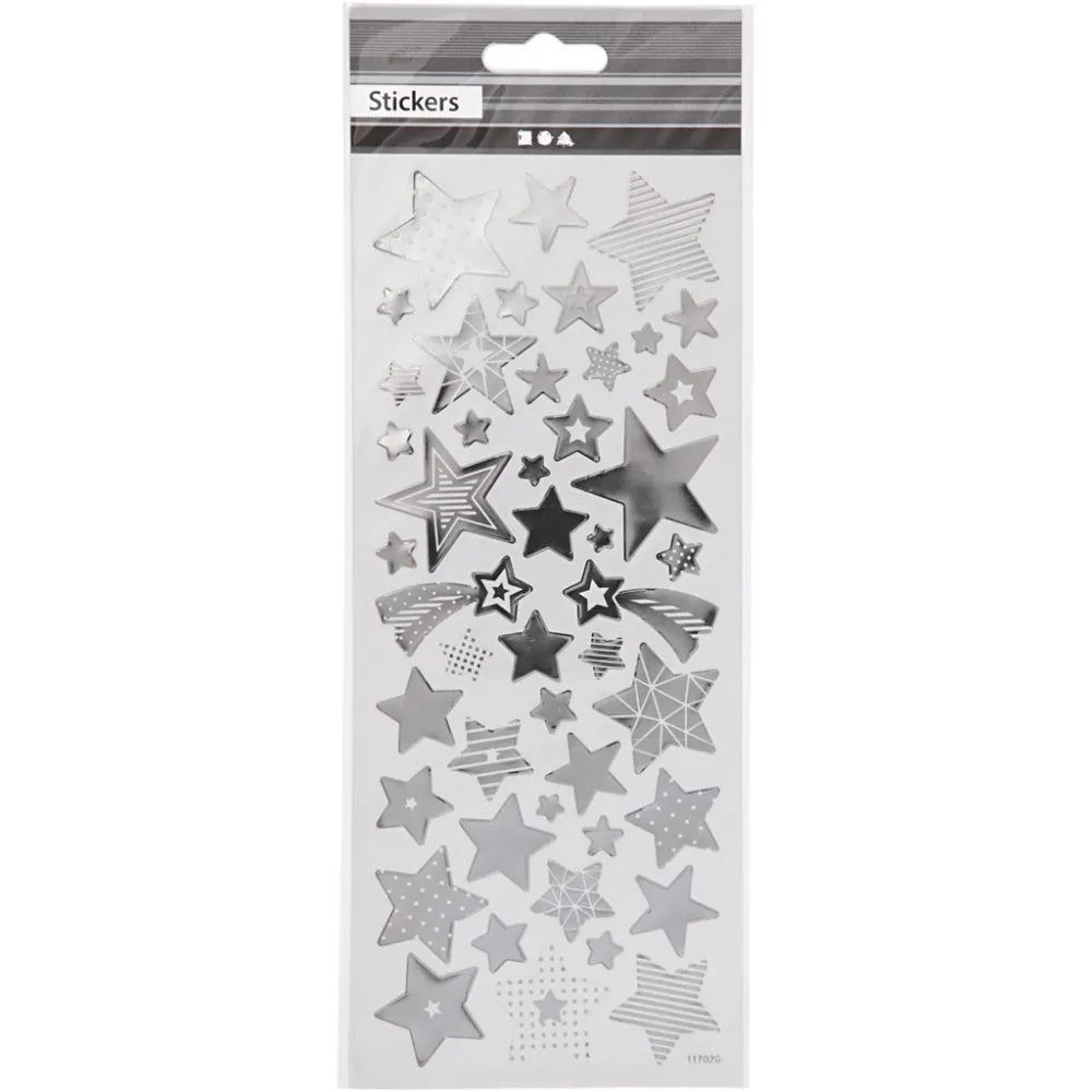 Stickers 10x24 cm 52 pc - Silver Stars