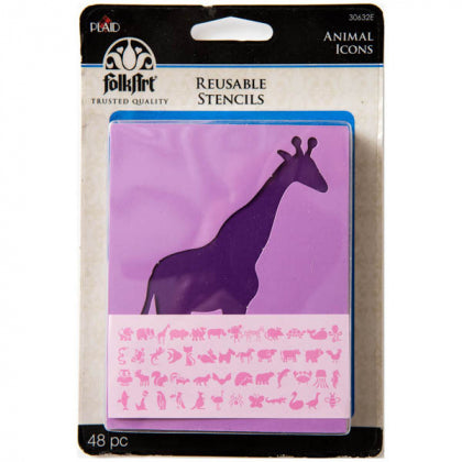 F/A Stencil 48pc 3.5X4.5in Animals