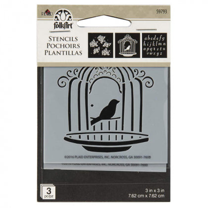 FA Stencil 3pc 3x3" Cottage Chic