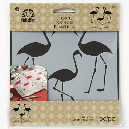 Folkart Stencil 6x6" Flamingo