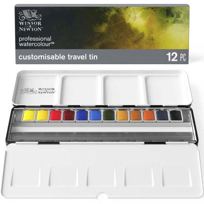 Artist's Watercolour Black Box - 12 x Half Pans