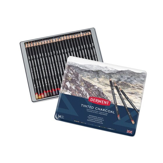 Derwent - Tinted Charcoal Pencil - 24 Tin