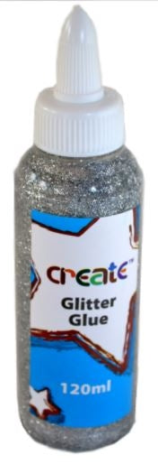 CREATE SILVER GLITTER GLUE 120ML