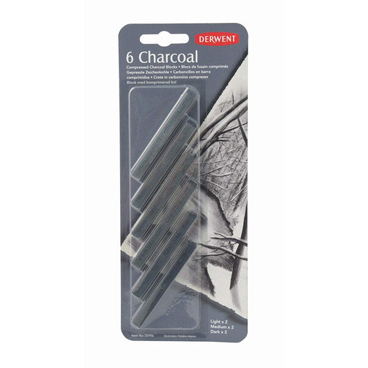 Derwent - Blister 6 Pack - Compressed Charcoal Sticks