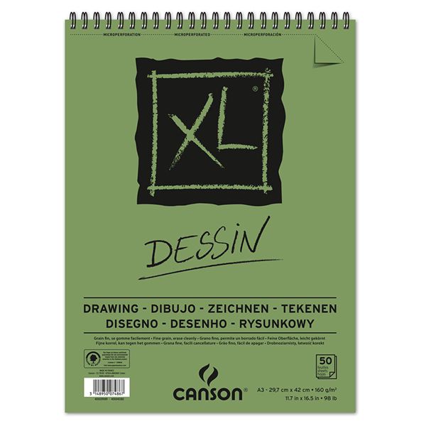 CANSON XL SPIRAL DRAWING PAD A3 160GSM