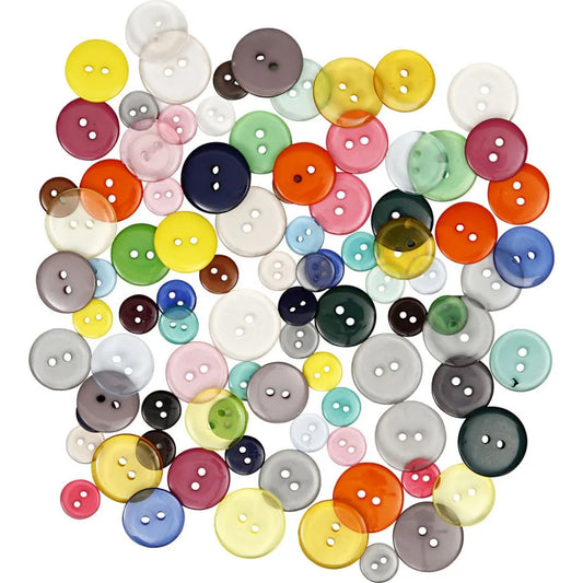 Button Mix, D: 12+18+20 mm, 100 g, 100 pcs, asstd