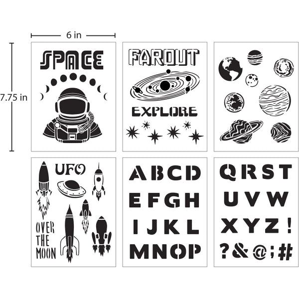 FolkArt Stencil 6" x 7.75" - Space Theme Value Pack
