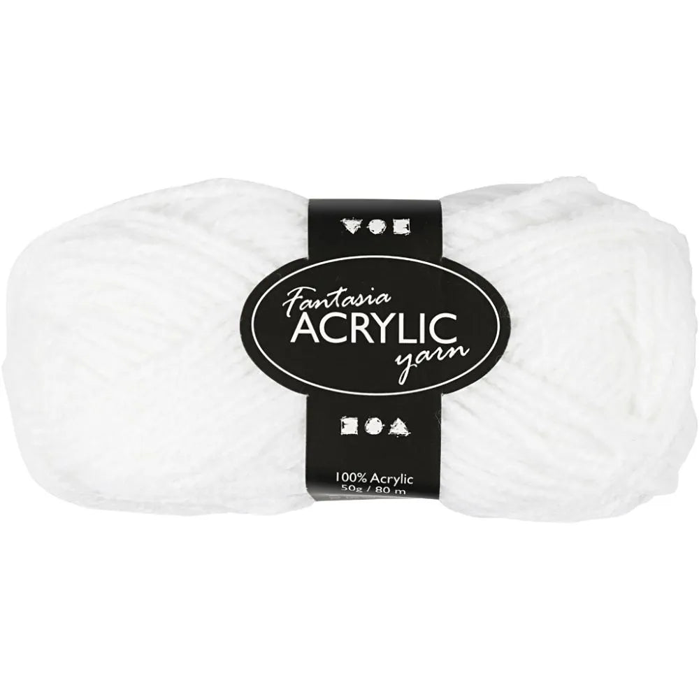 Creativ Fantasy Acrylic Yarn - White (50g)