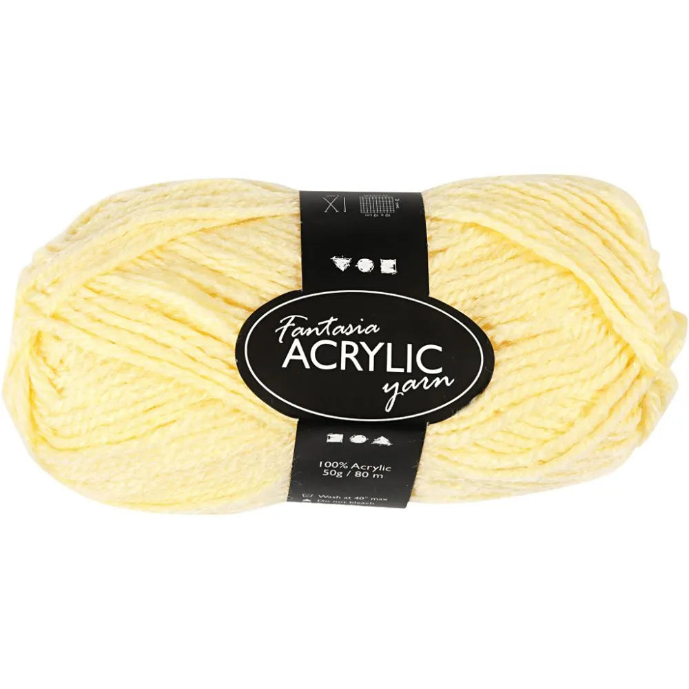 Fantasia Acrylic Yarn 50g - Light Yellow