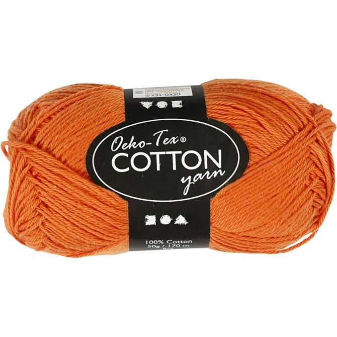 Cotton Yarn, orange, no. 8/4, L: 170 m, 50 g - 1 Ball