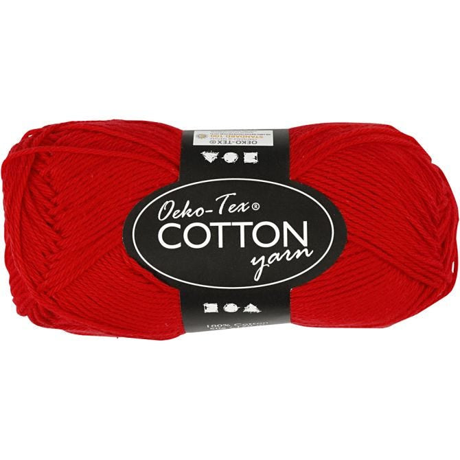 Cotton Yarn - Dark red no. 8/4, L: 170 m, 50g 1 Ball