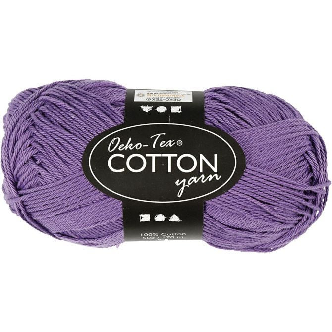 Cotton Yarn, purple, no. 8/4, L: 170 m, 50 g/ 1 ball