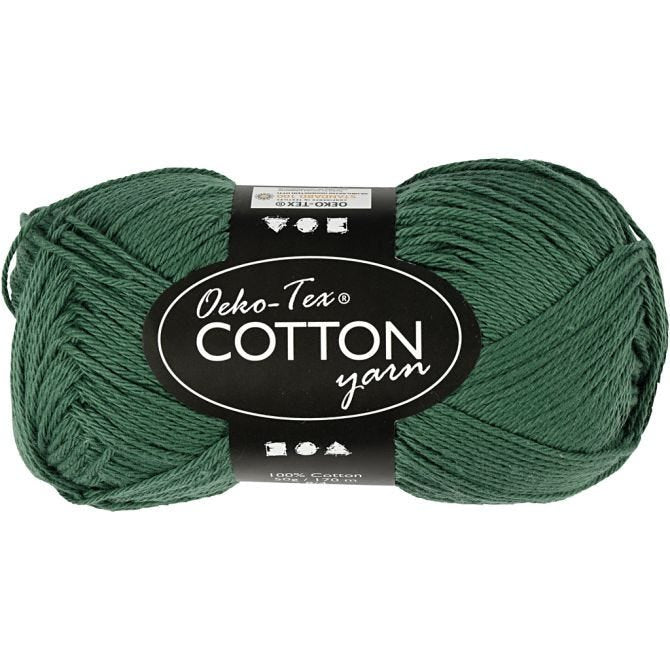 Cotton Yarn, dark green, no. 8/4, L: 170 m, 50 g