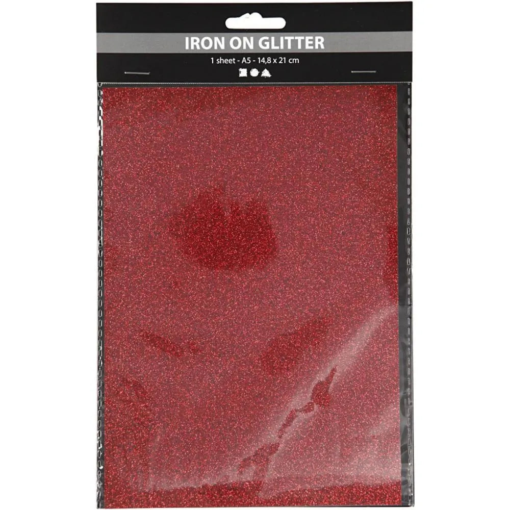 Iron on Foil - Glitter Red in A5 Size (1 Sheet)
