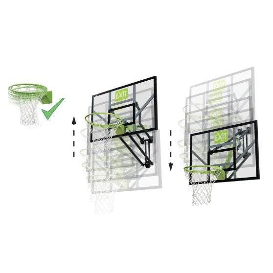 EXIT Galaxy wall-mounted basketball backboard with dunk hoop - green/black