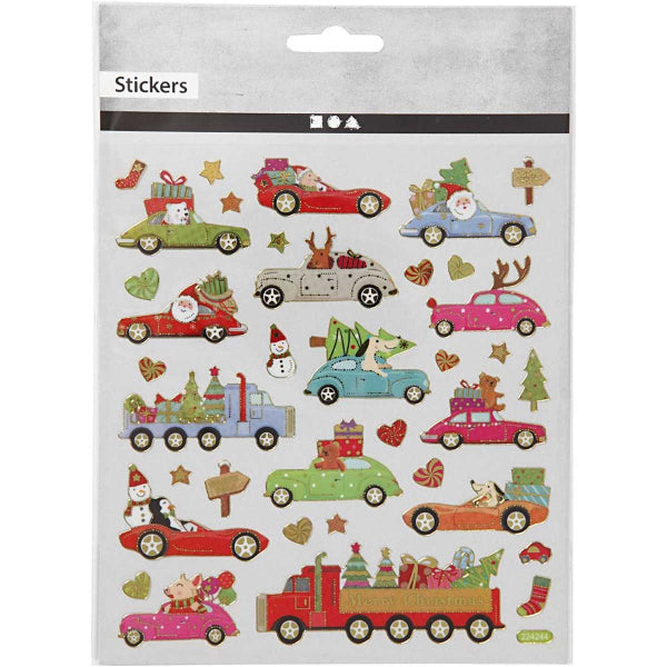 Stickers, driving home for Christmas, 15x16,5 cm,