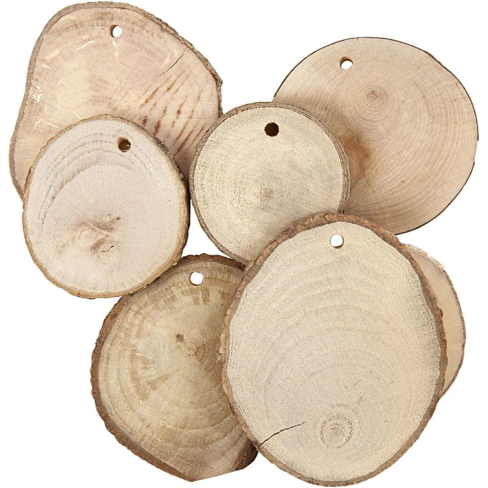 Wooden Disc with Hole - Assorted Sizes (25 Pack)