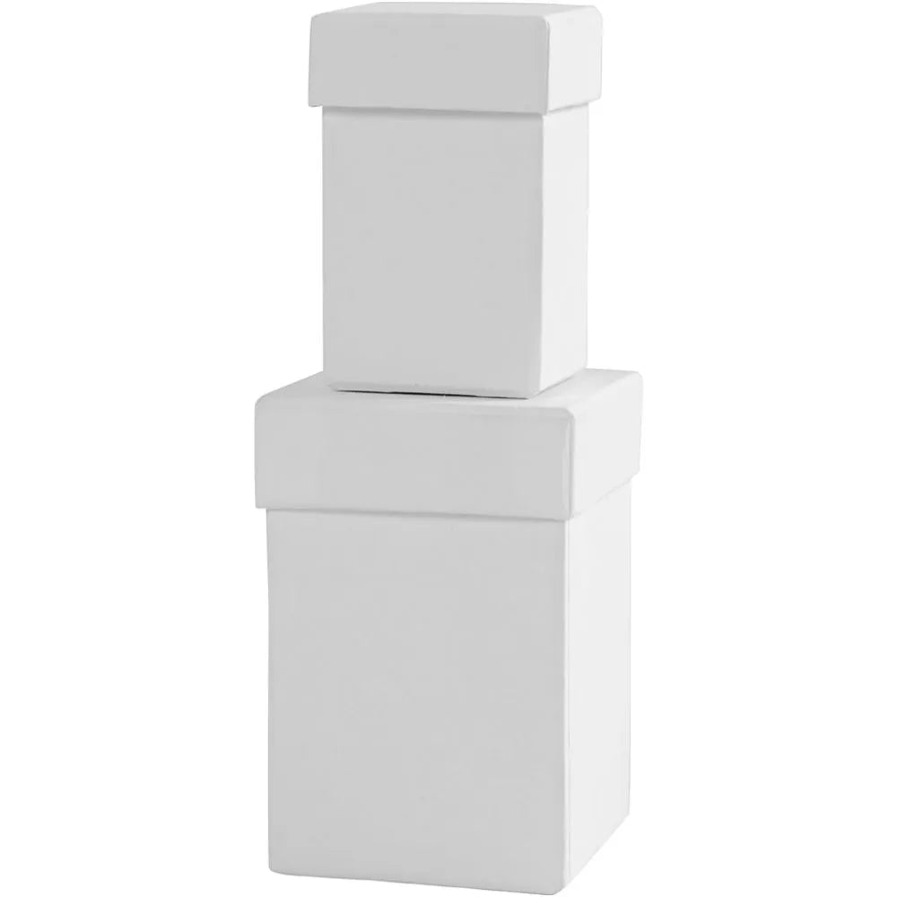 Square boxes, size 4.5+6 cm, H: 7+9 cm, 2 pcs