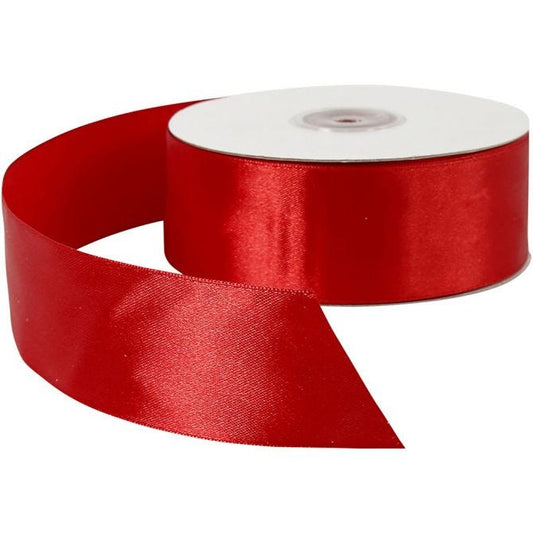 Satin Ribbon, W: 38 mm, Red, 50 M, 1 Roll