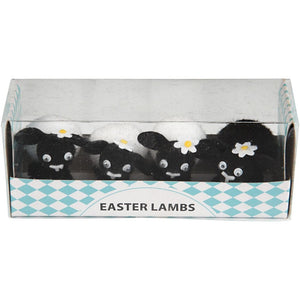 Easter lambs, black, white, H: 35 mm, 4 pc/ 1 pack